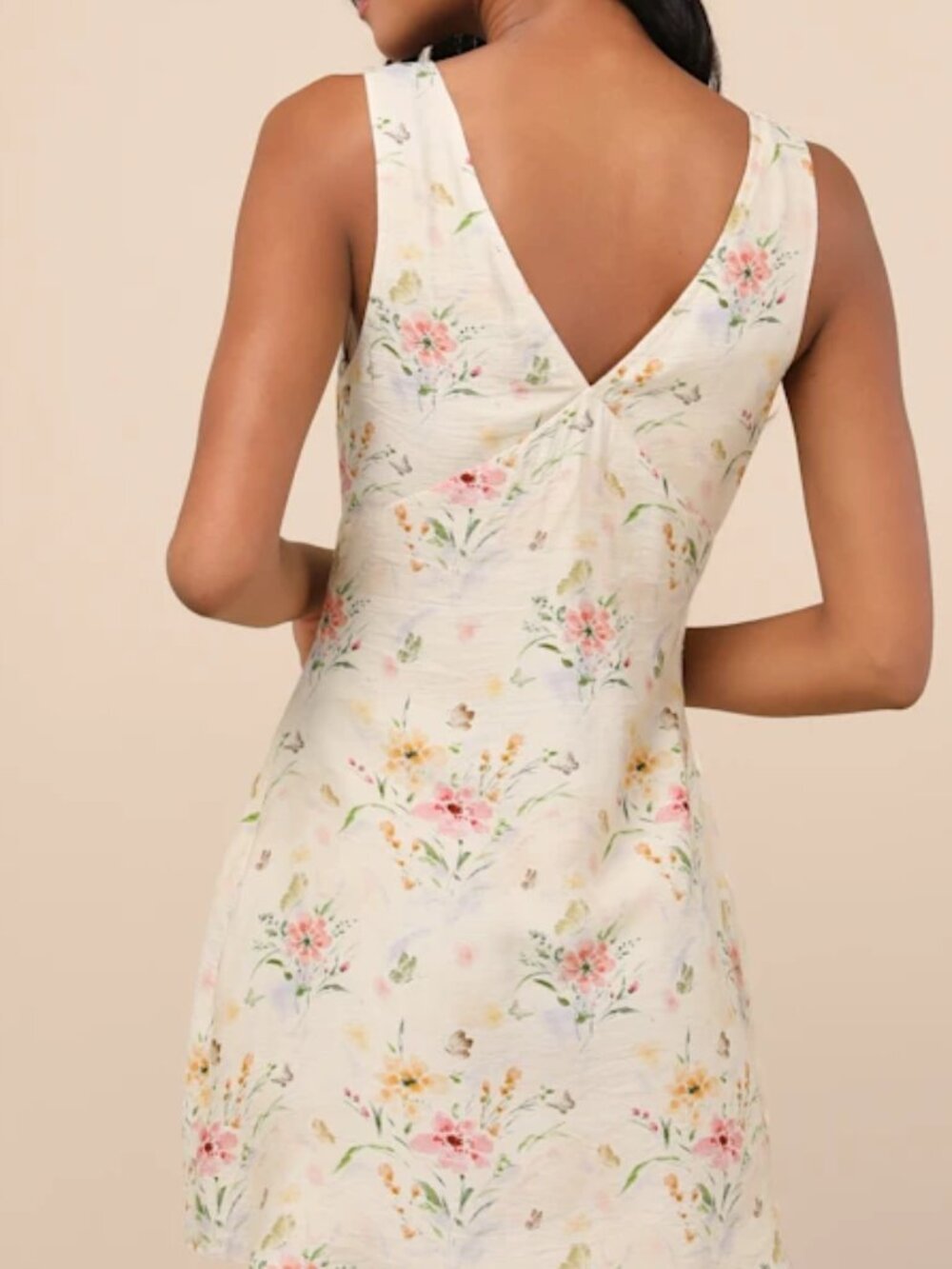 Lulus Jaziel Ivory Floral Sleeveless Mini Dress White - Size XL